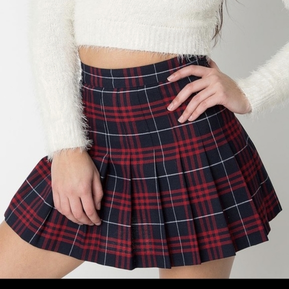 American Apparel Red and Black Mini Skirt - Picture 1 of 5